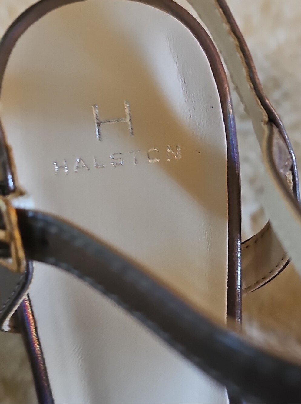 Halston Heritage Iridescent Brown Strappy Sandals